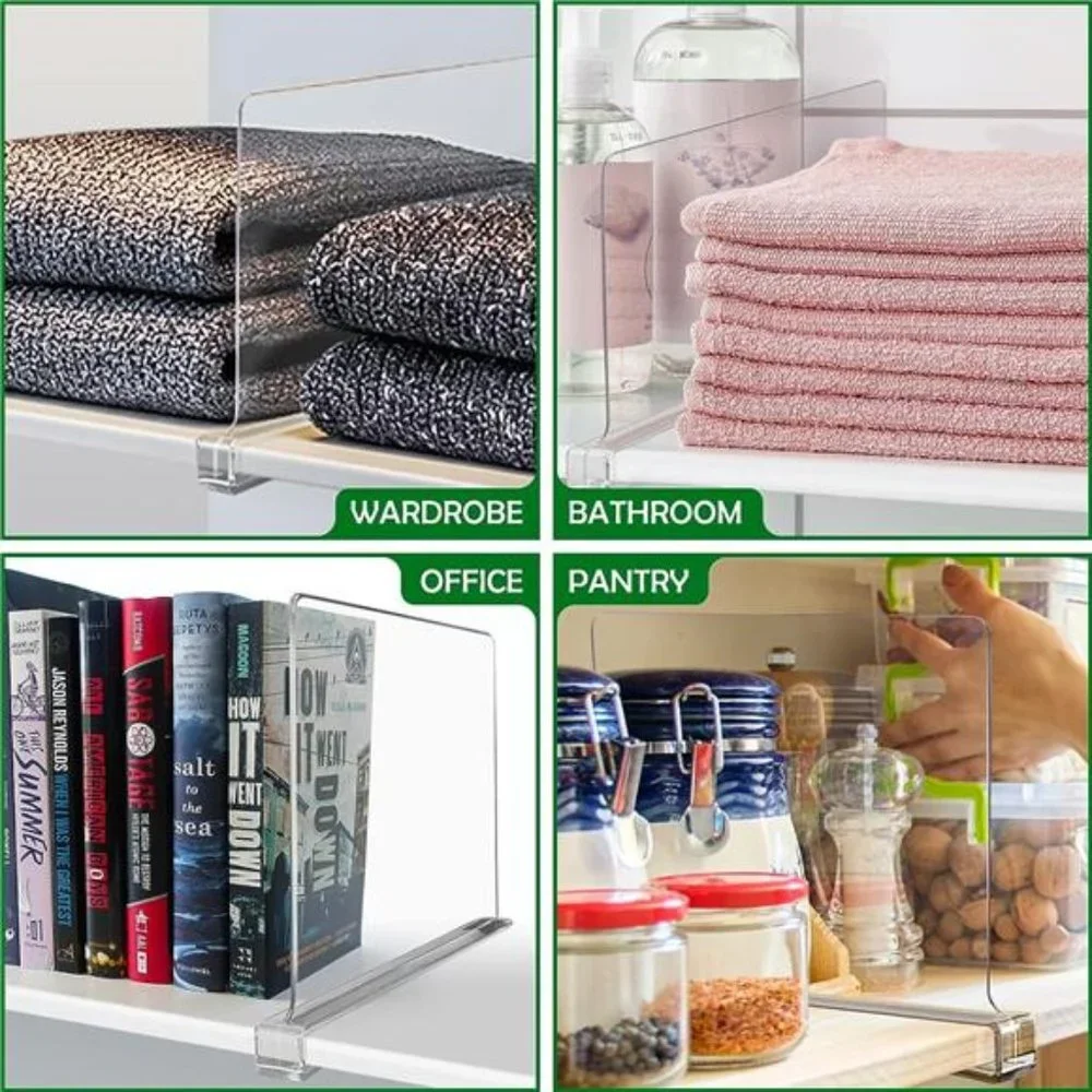 Acrylic Shelf Dividers, Clear Shelf Divider for Closets, Plastic Shelve Divider